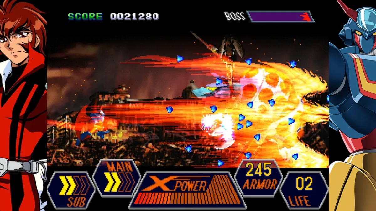 schermata di combattimento in Geppy-X